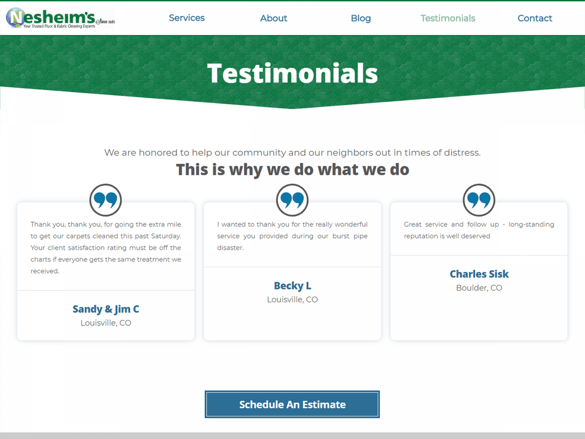 Testimonial Page