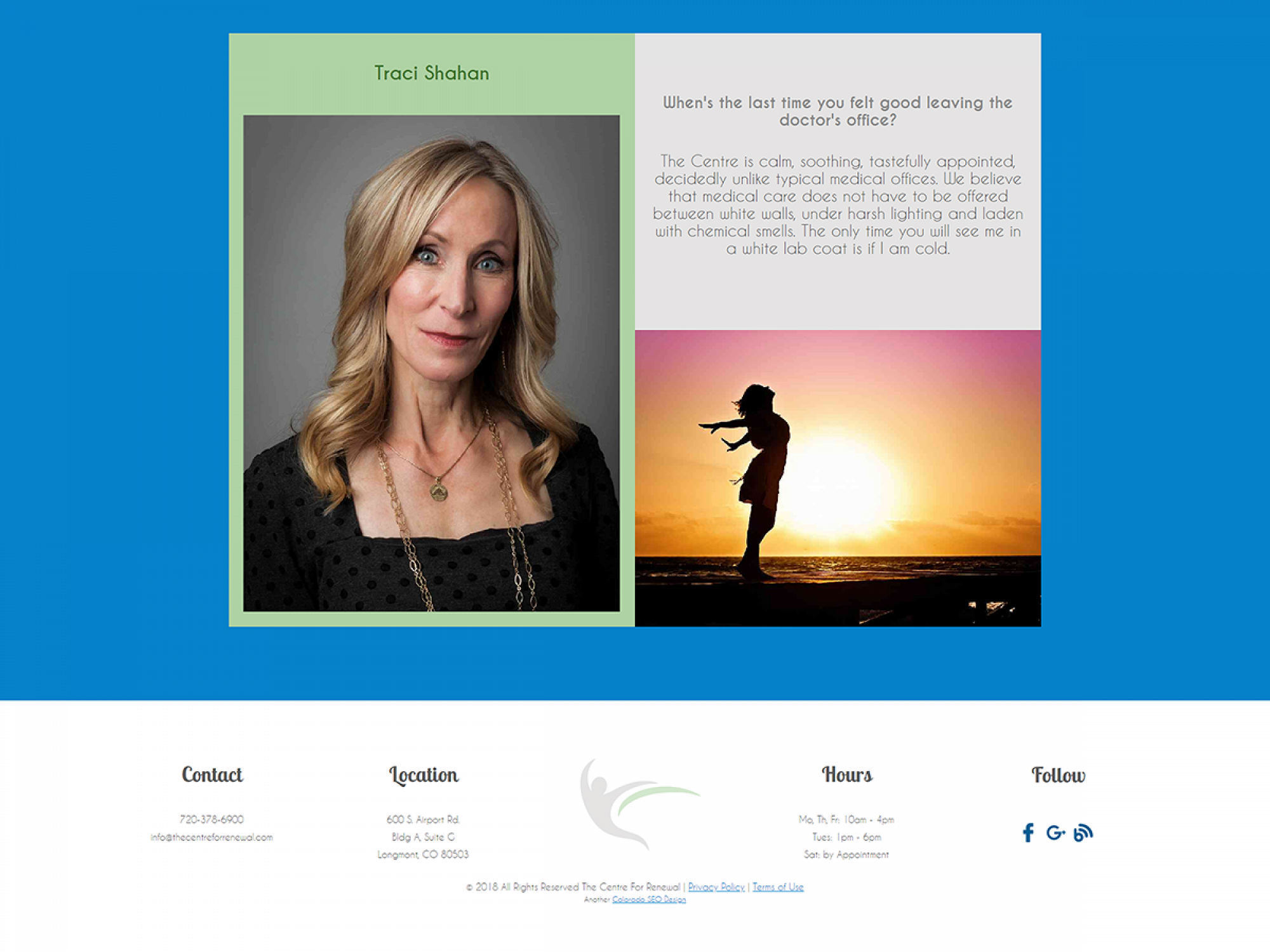 Centre For Renewal About & Footer - Website Design