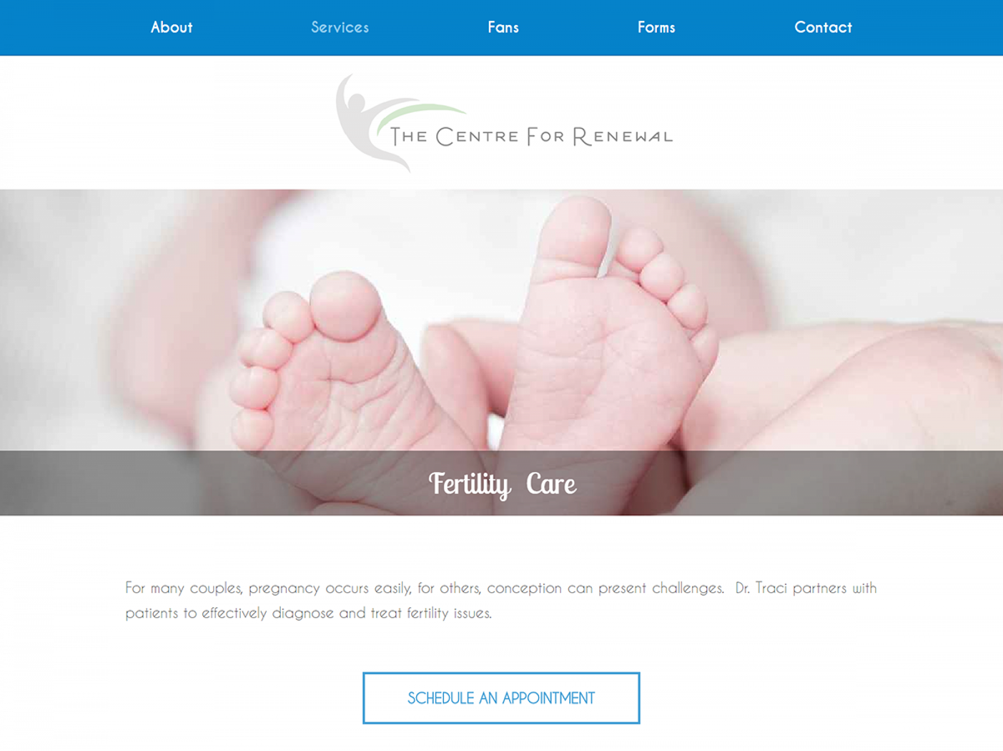 Centre For Renewal Service Page - Web Design